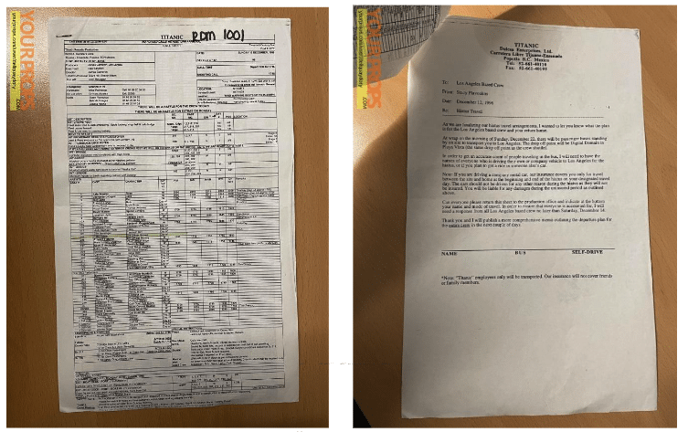 Call sheet example from titanic